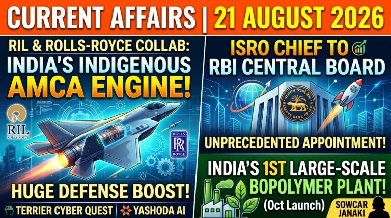 Current Affairs 21 August 2026