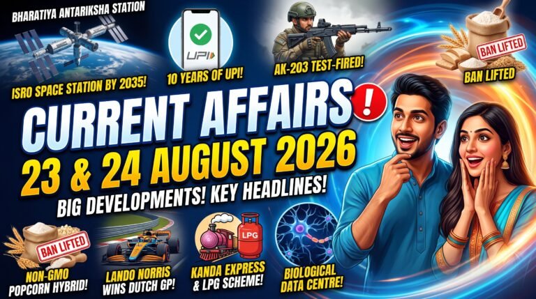 Current Affairs 23 & 24 August 2026